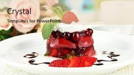  Presentation with jelly - Presentation having tasty jelly dessert with fresh berries on bright background background and a lemonade colored foreground