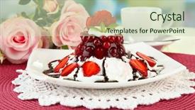  Presentation with jelly - Slide deck enhanced with tasty jelly dessert with fresh berries on bright background background and a soft green colored foreground