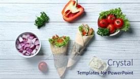  Presentation with kebab - Slide set with tasty-kebab-rolls-and-ingredients background and a lemonade colored foreground