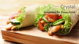  Presentation with kebab - Presentation consisting of tasty-kebab-sandwiches-on-wooden background and a blonde colored foreground