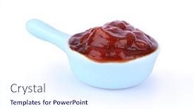  Presentation with ketchup - PPT layouts consisting of tasty-ketchup-in-bowl-isolated background and a sky blue colored foreground