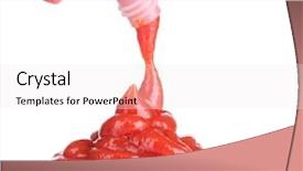  Presentation with ketchup - Slides having tasty ketchup isolated on white background and a sky blue colored foreground