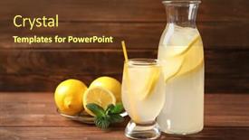  Presentation with glassware - Colorful PPT theme enhanced with tasty-lemonade-with-ice backdrop and a tawny brown colored foreground