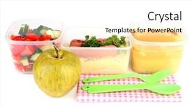  Presentation with plastic containers - Amazing PPT theme having tasty lunch in plastic containers isolated on white backdrop and a white colored foreground