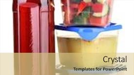  Presentation with plastic containers - Colorful slide deck enhanced with tasty lunch in plastic containers isolated on white backdrop and a yellow colored foreground