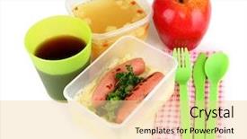  Presentation with plastic containers - Colorful PPT layouts enhanced with tasty lunch in plastic containers isolated on white backdrop and a blonde colored foreground