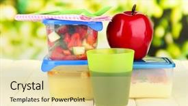  Presentation with plastic containers - Amazing slide set having pensive business woman taking notes behind the desk backdrop and a sky blue colored foreground