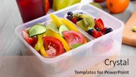  Presentation with plastic containers - Cool new presentation design with tasty lunch in plastic containers backdrop and a coral colored foreground
