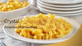  Presentation with mac - Beautiful presentation theme featuring tasty mac and cheese backdrop and a yellow colored foreground