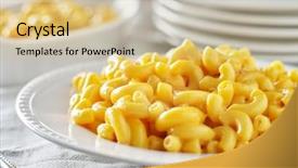  Presentation with mac - PPT theme with tasty mac and cheese background and a soft green colored foreground