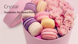  Presentation with light roses - Beautiful slide deck featuring tasty macaroons and roses in box on light background backdrop and a lemonade colored foreground