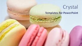  Presentation with confectionery tasty cake pops - Presentation theme having tasty-macaroons-on-the-white background and a sky blue colored foreground