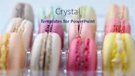  Presentation with white - Slides featuring tasty-macaroons-on-the-white background and a sky blue colored foreground