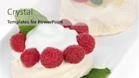  Presentation with berries - Theme enhanced with tasty-meringue-cakes-with-berries background and a light gray colored foreground