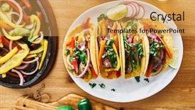  Presentation with taco - Colorful presentation theme enhanced with tasty mexican tacos with beef backdrop and a yellow colored foreground