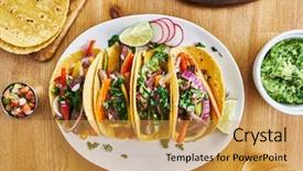  Presentation with taco - Amazing PPT theme having tasty mexican tacos with beef backdrop and a yellow colored foreground
