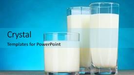  Presentation with milk - Slide deck having tasty milk in glasses on blue background background and a cyan colored foreground