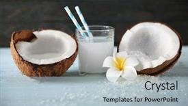  Presentation with milk coconut - PPT layouts with vanilla milkshake - tasty milk shake with coconut background and a light blue colored foreground