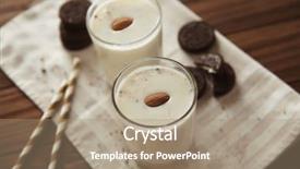  Presentation with cookies - Amazing PPT layouts having tasty milk shake with cookies backdrop and a coral colored foreground
