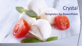  Presentation with cheese - Beautiful PPT layouts featuring tasty mozzarella cheese with basil backdrop and a sky blue colored foreground