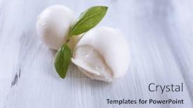  Presentation with mozzarella cheese - Amazing slide set having tasty-mozzarella-cheese-with-basil backdrop and a lemonade colored foreground