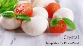  Presentation with mozzarella cheese - Amazing presentation theme having tasty-mozzarella-cheese-with-basil backdrop and a lemonade colored foreground