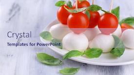  Presentation with mozzarella cheese - Presentation consisting of tasty-mozzarella-cheese-with-basil background and a sky blue colored foreground