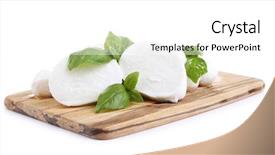  Presentation with mozzarella cheese - Slide set enhanced with tasty mozzarella with basil background and a white colored foreground