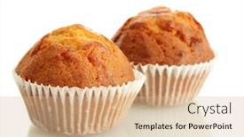  Presentation with muffin - Theme featuring tasty muffin cakes isolated on white background and a lemonade colored foreground