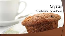  Presentation with muffin - PPT theme having tasty muffin placed on plate background and a white colored foreground