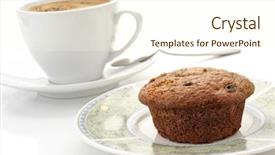  Presentation with muffin - Slides having sunset landscape as seen from a deep forest background and a tawny brown colored foreground