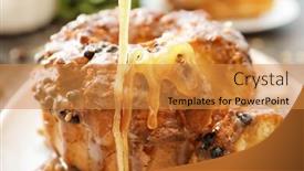  Presentation with muffin - PPT theme enhanced with tasty muffin with caramel topping on plate closeup background and a gold colored foreground