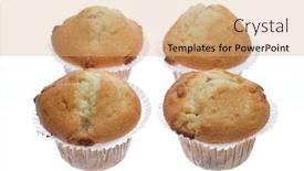  Presentation with muffins - Slide set with tasty muffins isolated on white background background and a coral colored foreground