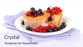  Presentation with muffins - Presentation theme with tasty-muffins-with-berries-isolated background and a sky blue colored foreground
