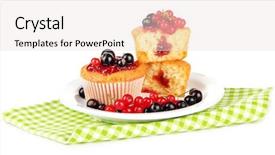  Presentation with muffins - Audience pleasing slide set consisting of tasty-muffins-with-berries-isolated backdrop and a sky blue colored foreground