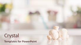  Presentation with mushroom - Amazing slide set having tasty mushrooms at table indoor backdrop and a lemonade colored foreground