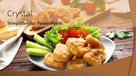  Presentation with nuggets - Beautiful PPT theme featuring tasty nuggets with vegetables on plate backdrop and a yellow colored foreground