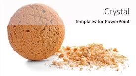  Presentation with cookie - Cool new slides with tasty-oatmeal-cookie-on-white backdrop and a white colored foreground