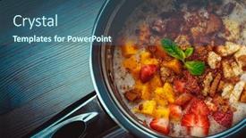  Presentation with healthy diet organic food - Amazing slide set having tasty-oatmeal-prepared-with-fruits backdrop and a ocean colored foreground