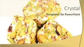  Presentation with sweets - Slide deck with tasty oriental sweets turkish delight isolated on white background and a blonde colored foreground