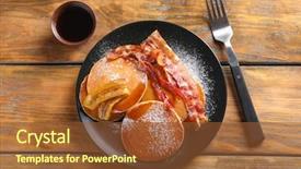  Presentation with bacon - Slide set having tasty pancakes with bacon background and a tawny brown colored foreground