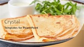  Presentation with sour sop fruit - PPT theme with tasty-pancakes-with-sour-cram background and a blonde colored foreground