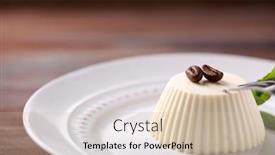  Presentation with dessert - Presentation design consisting of tasty-panna-cotta-dessert background and a soft green colored foreground