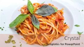  Presentation with pasta sauce - Theme featuring tasty-pasta-italian-meat-sauce background and a gold colored foreground