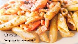  Presentation with pasta sauce - Cool new slide deck with tasty-pasta-italian-tomato-sauce backdrop and a yellow colored foreground