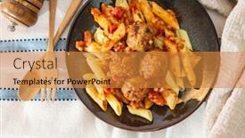  Presentation with tomato - Amazing presentation design having tasty penne with meat ball and tomato sauce backdrop and a gold colored foreground