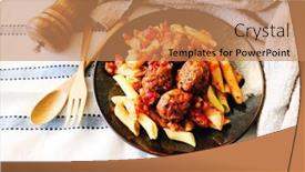  Presentation with meatball - Theme consisting of tasty-penne-with-meatball background and a coral colored foreground