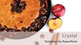  Presentation with banoffee pie cake on white - Slide set featuring tasty-pie-on-pan background and a soft green colored foreground