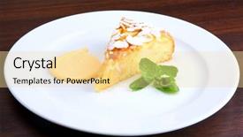  Presentation with almond - PPT theme with tasty pie with apple and with grated almond background and a blonde colored foreground