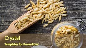  Presentation with protein scoop sports nutrition food - Presentation design with tasty pine nuts in scoop background and a tawny brown colored foreground